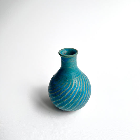 トルコ釉シノギ一輪挿 ③