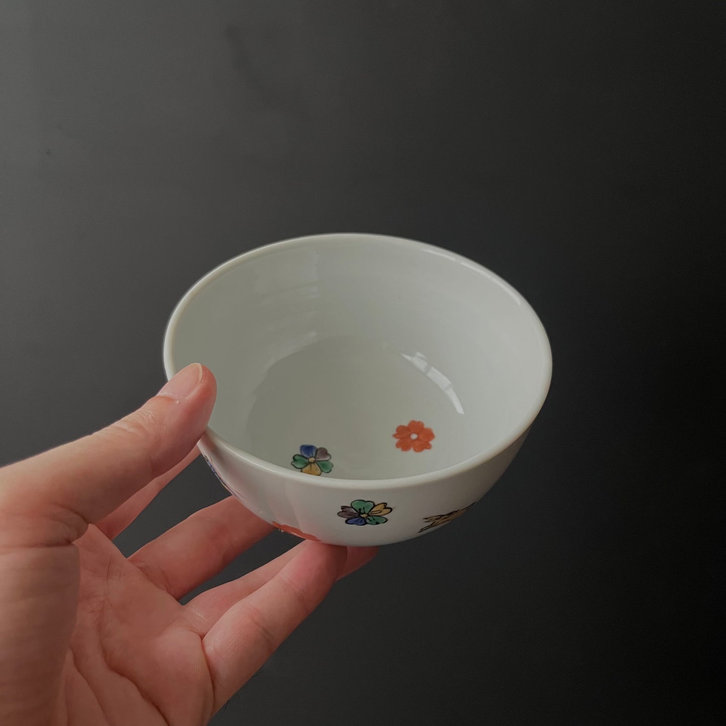 色絵花動物飯碗(大)