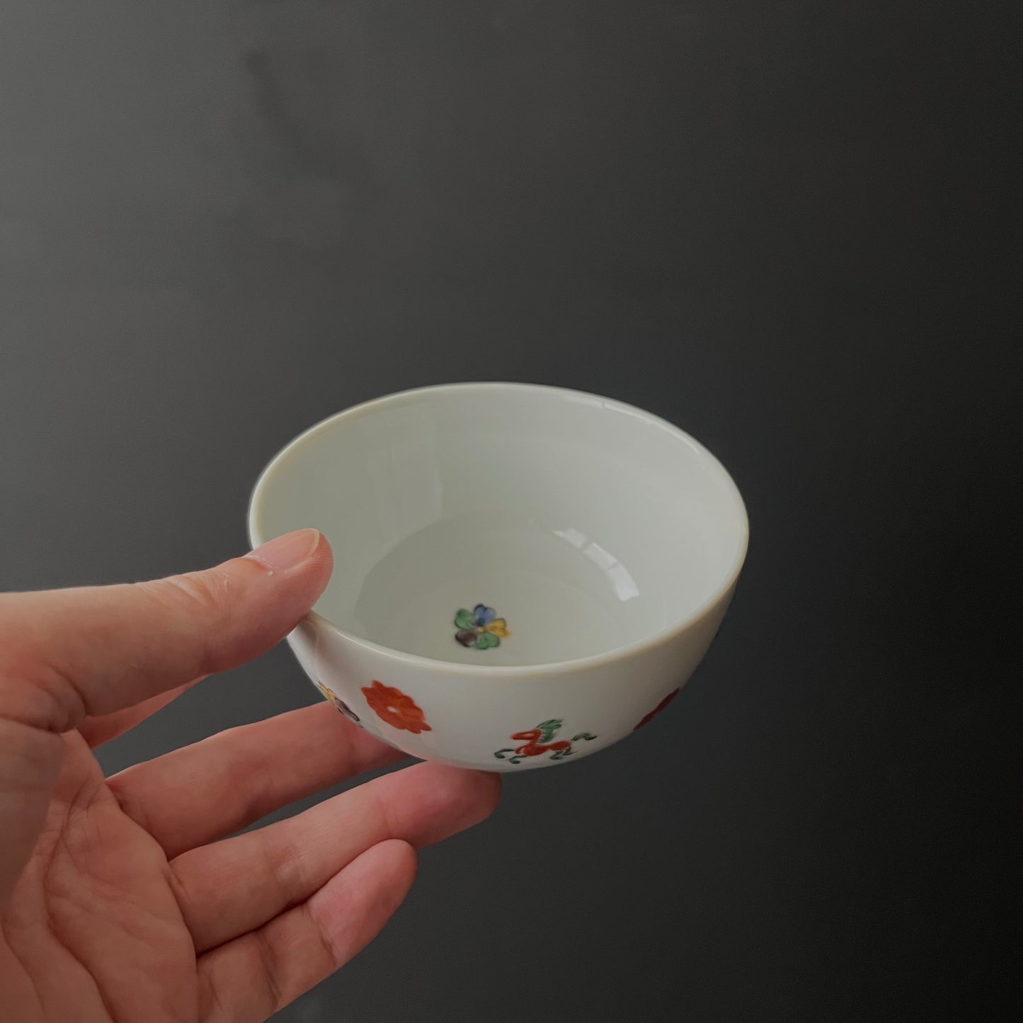 色絵花動物飯碗(小)