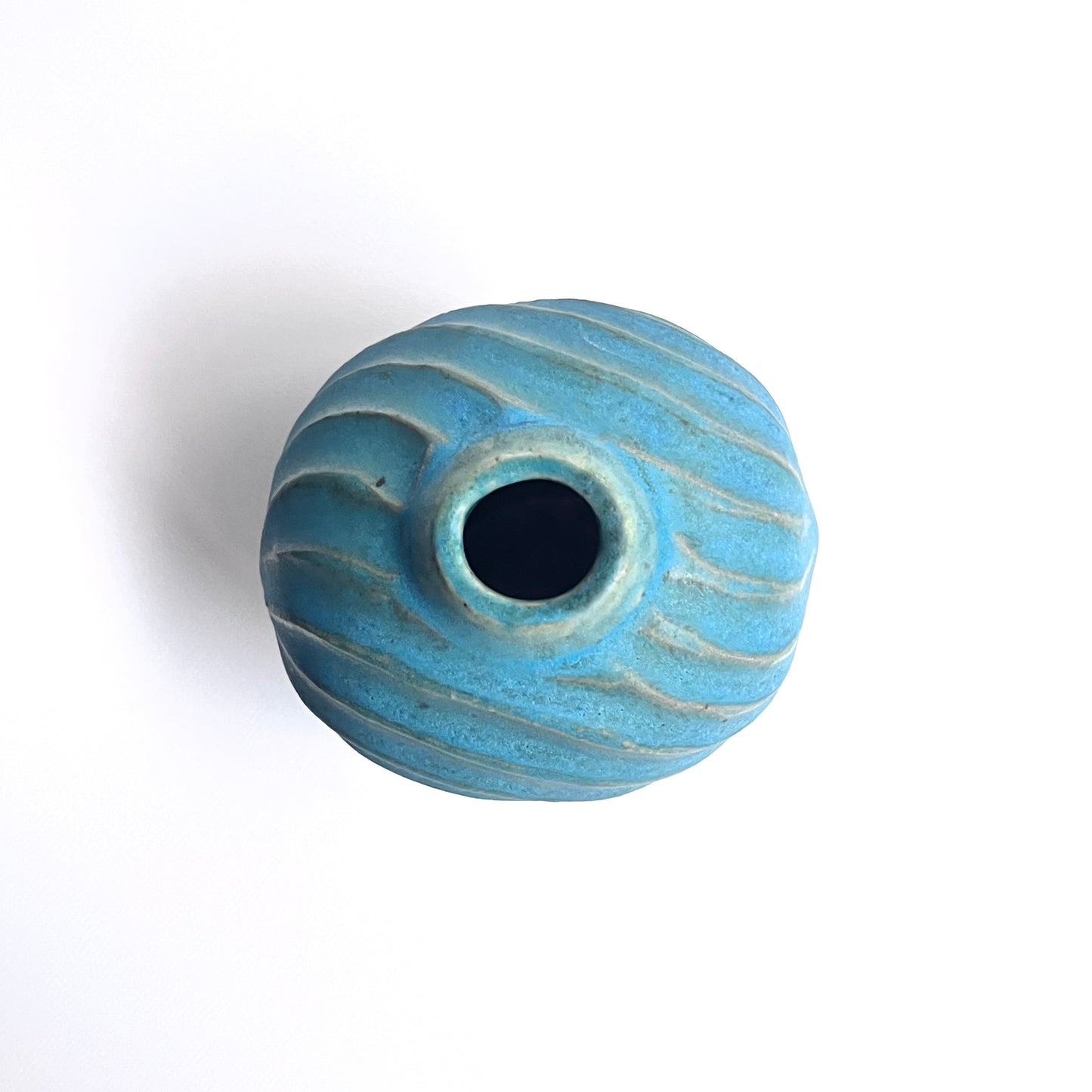 トルコ釉シノギ扁壺（小）