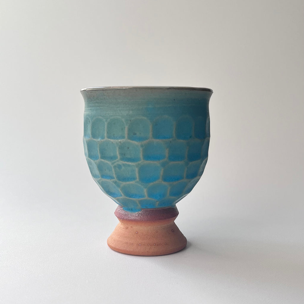 トルコ釉シノギ高杯カップ - dandeliOn