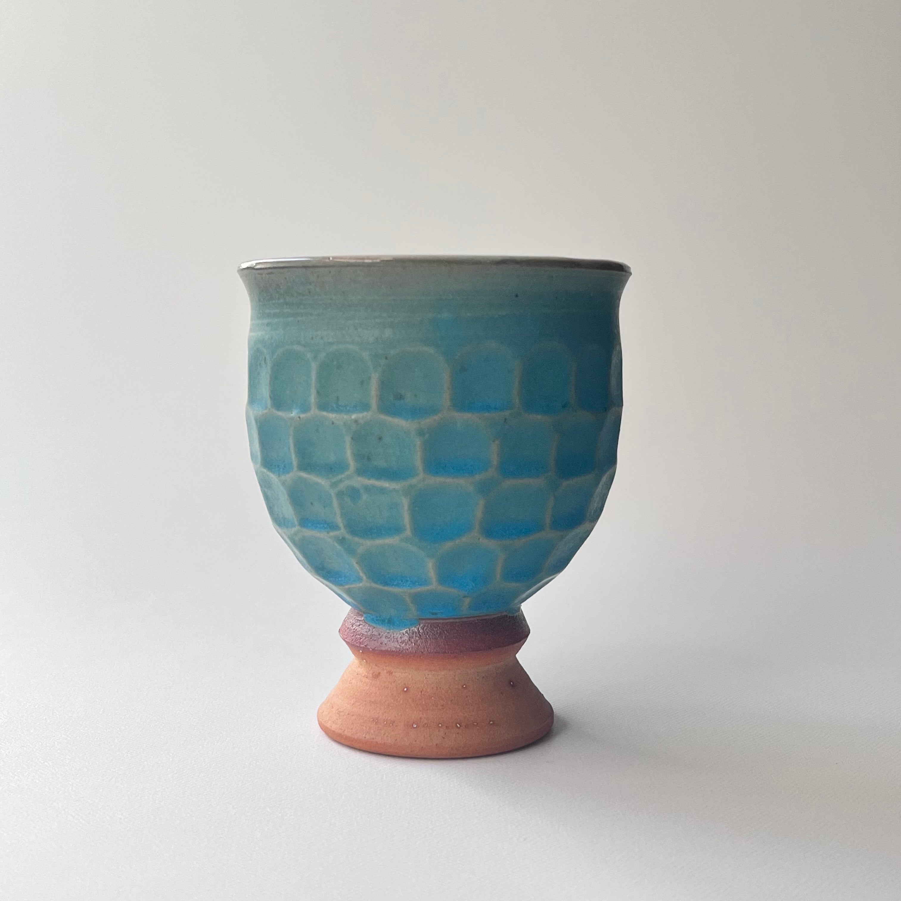 トルコ釉シノギ高杯カップ - dandeliOn