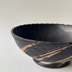 白線文様黒釉ボウル