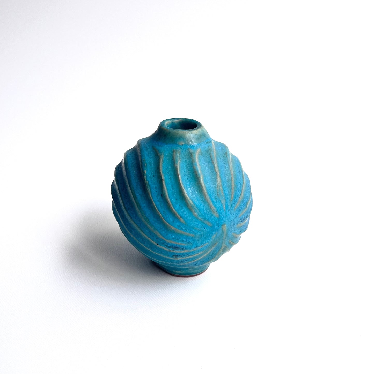トルコ釉シノギ扁壺（小）
