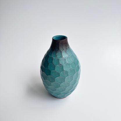 トルコ釉シノギ花器