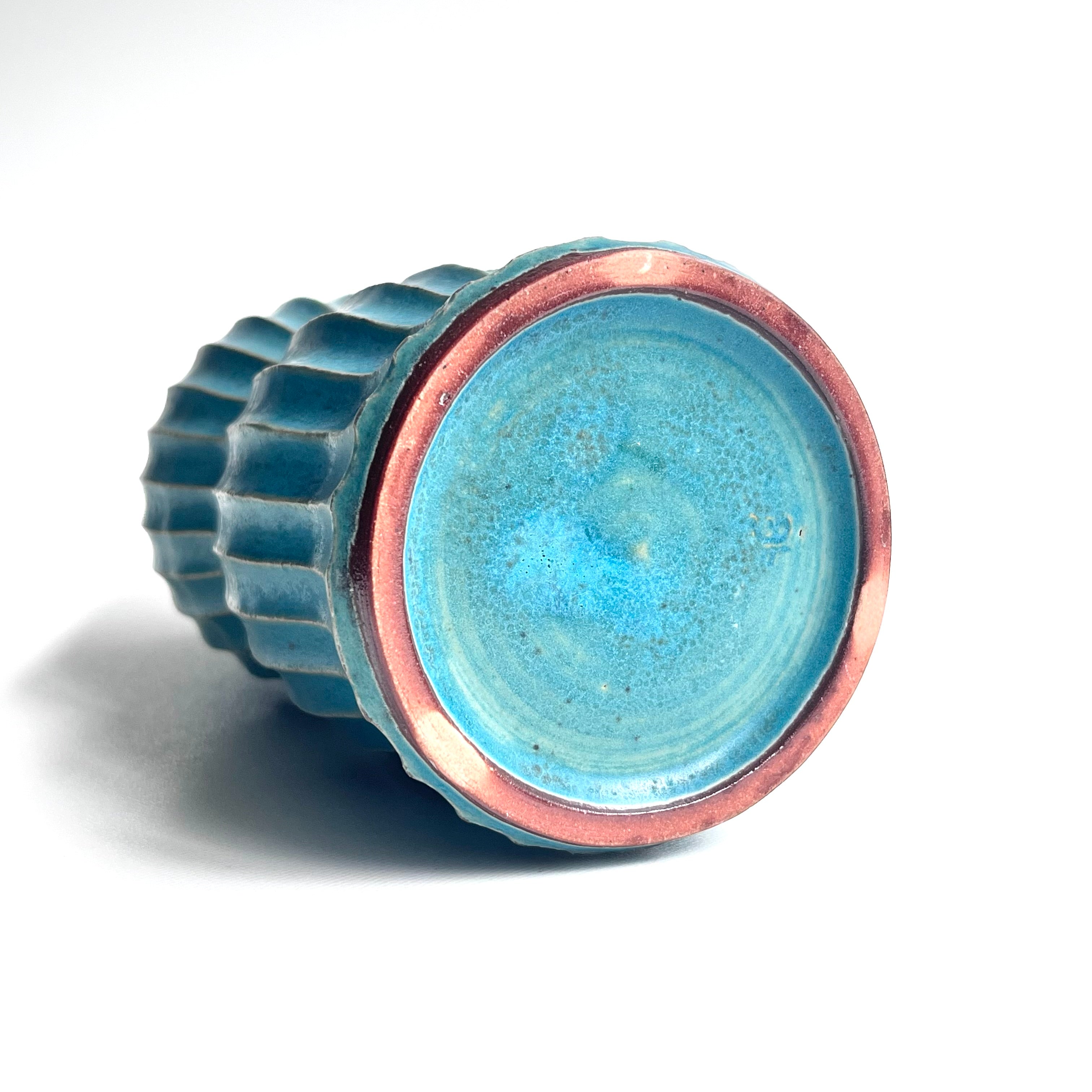 トルコ釉シノギ花器