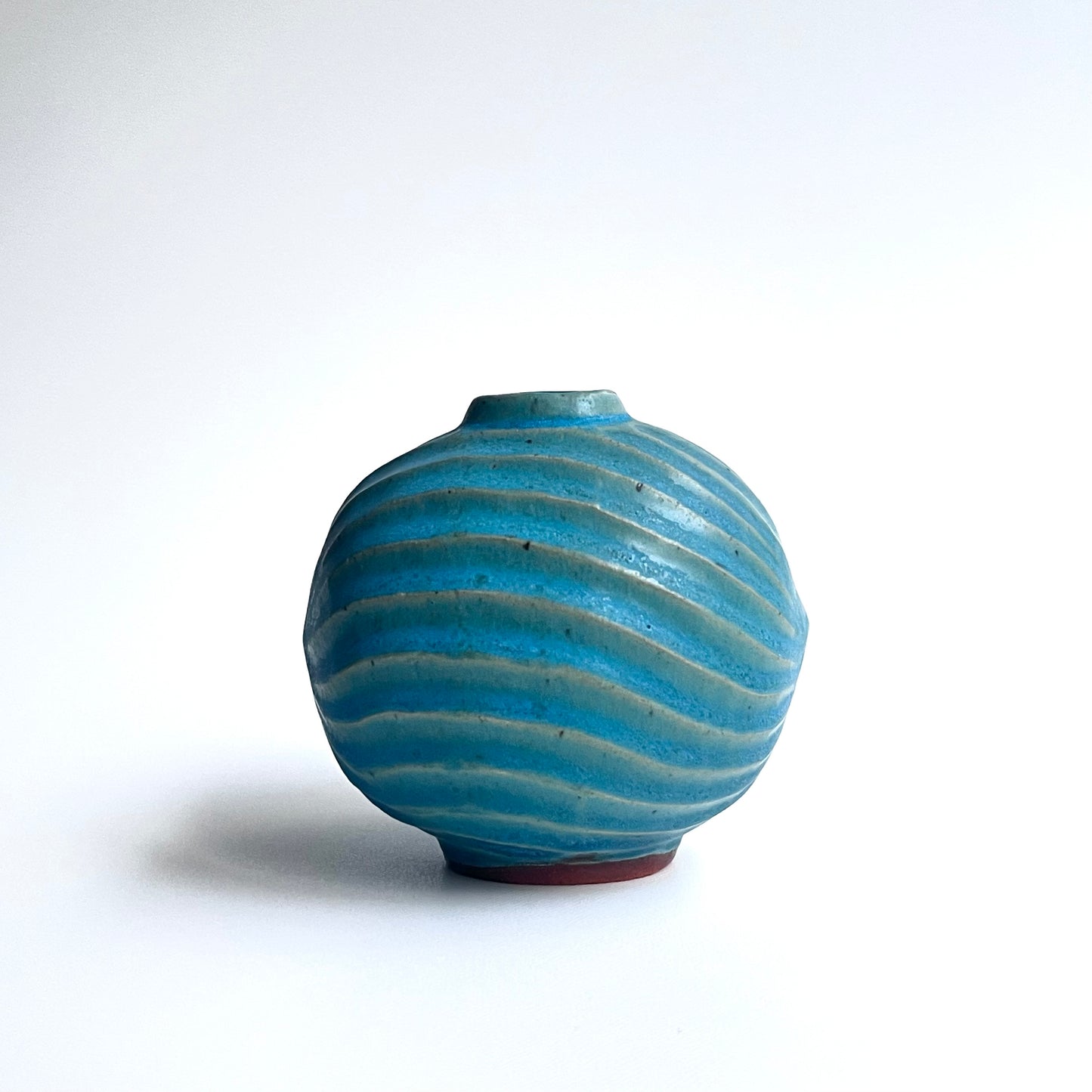 トルコ釉シノギ扁壺