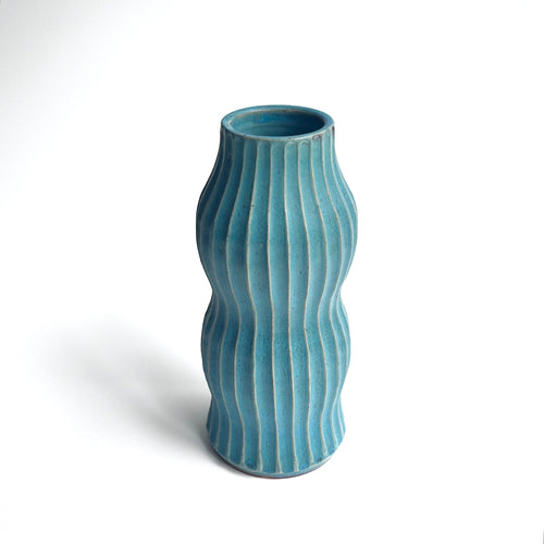 トルコ釉シノギ花器 - dandeliOn