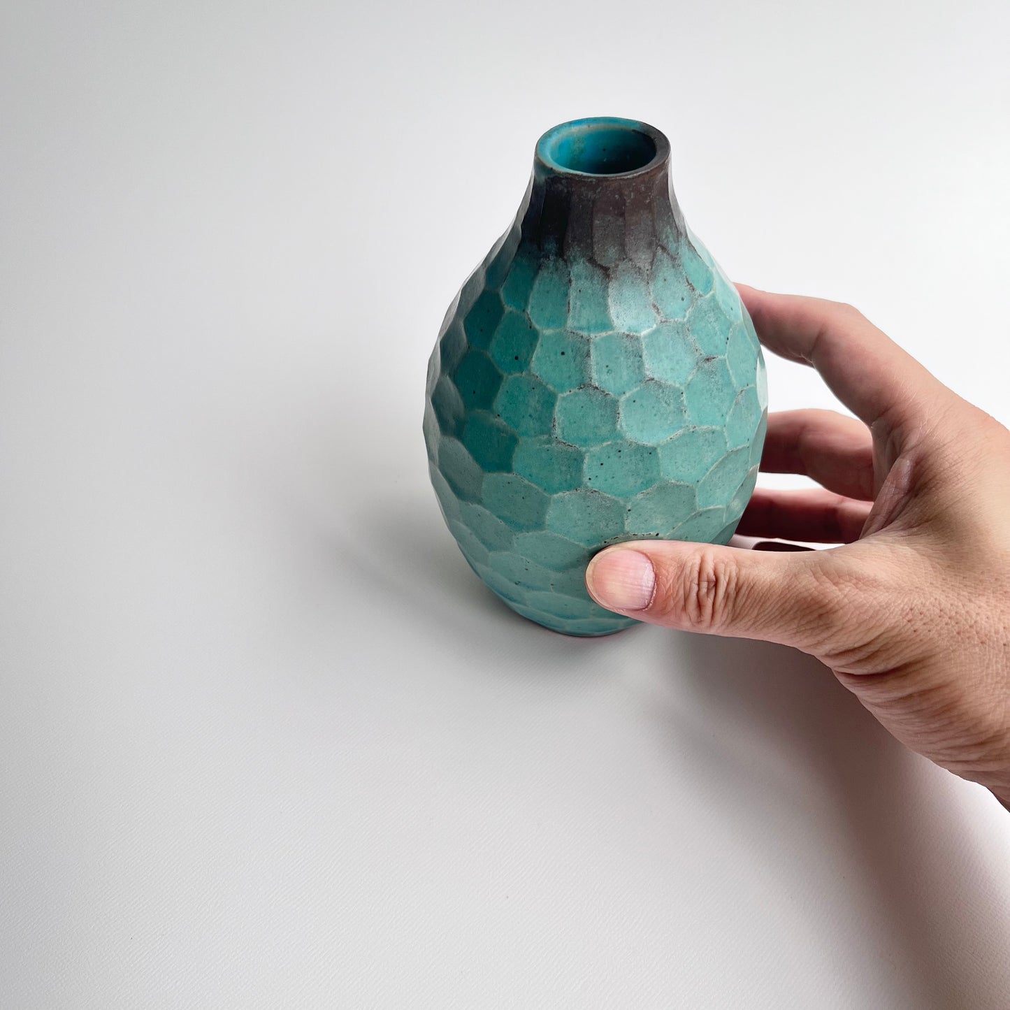 トルコ釉シノギ花器
