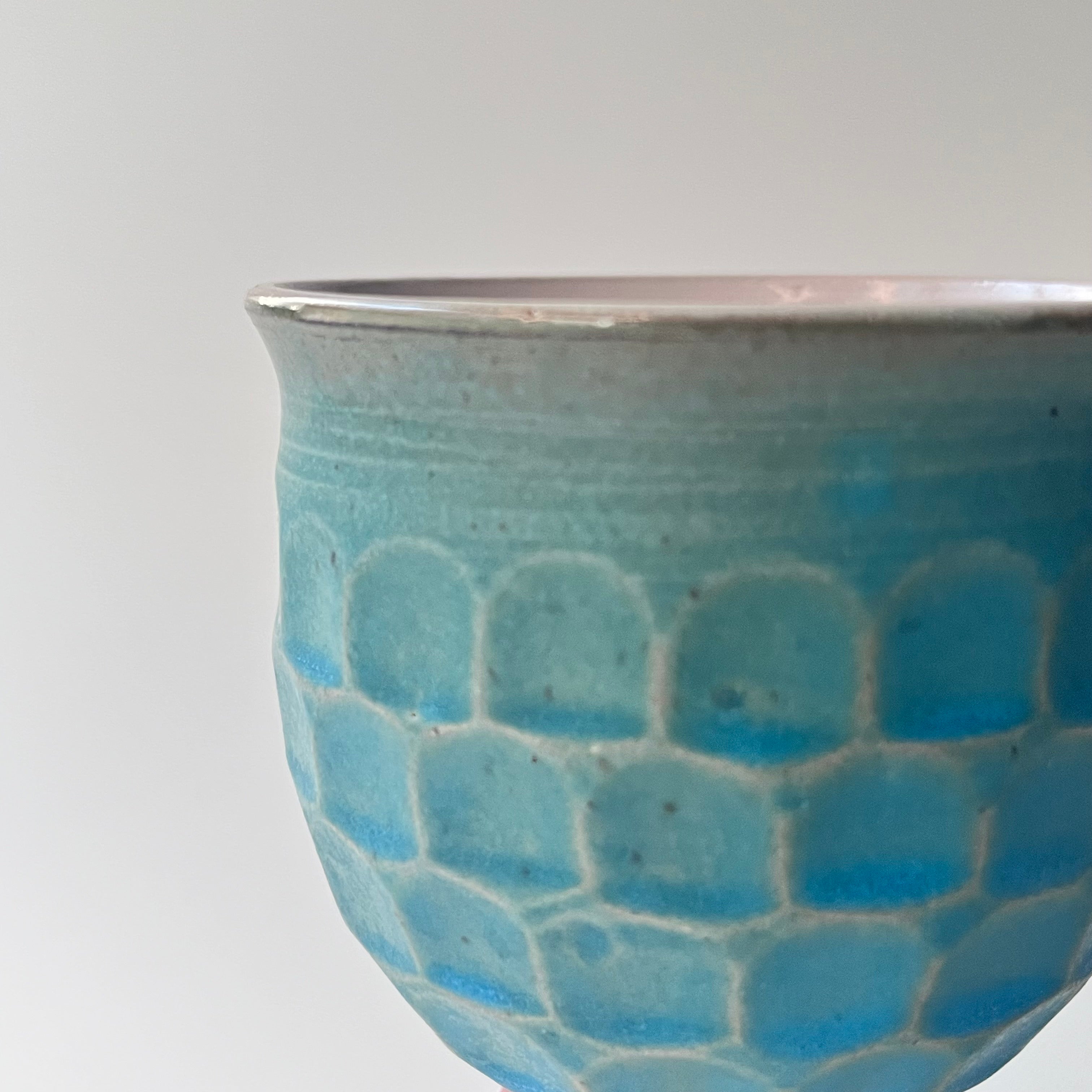 トルコ釉シノギ高杯カップ - dandeliOn