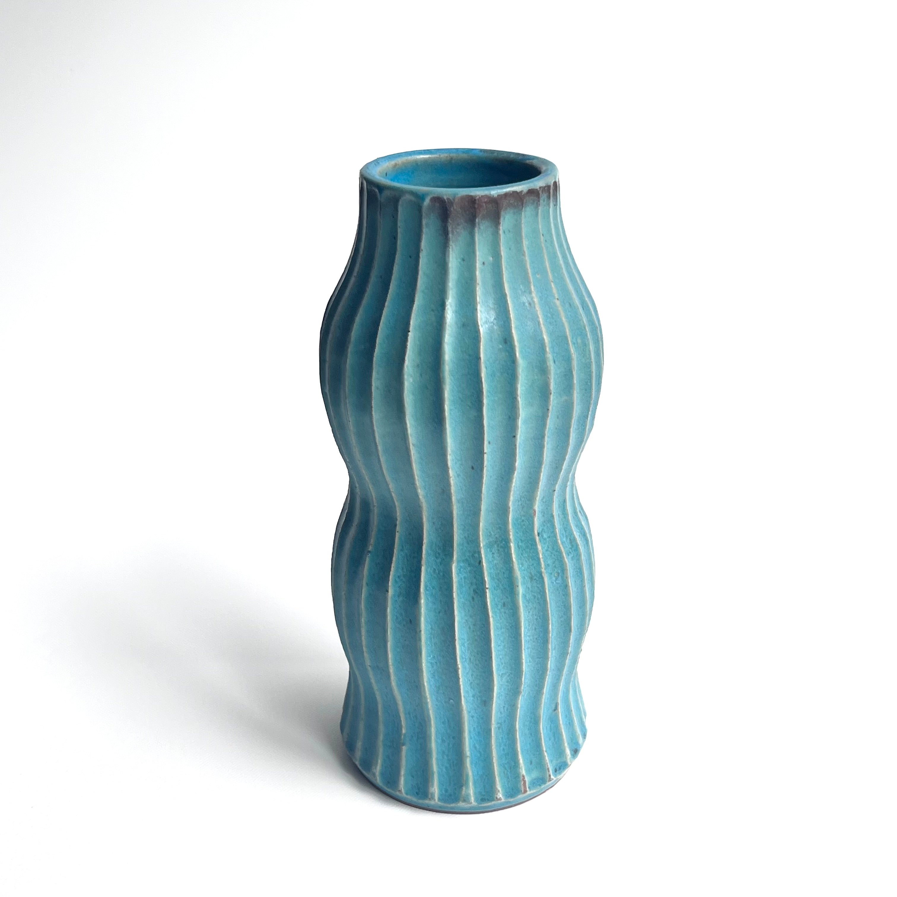 トルコ釉シノギ花器