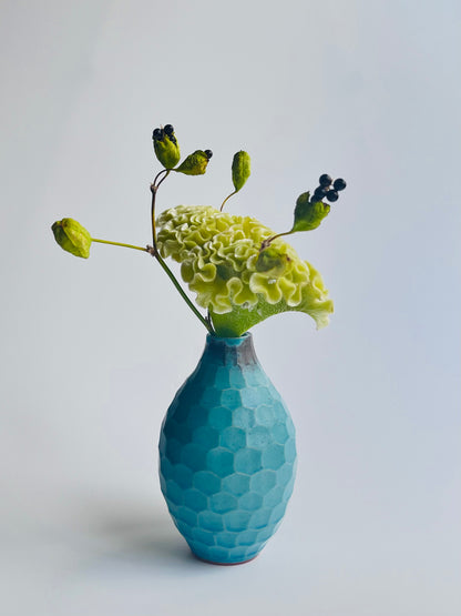 トルコ釉シノギ花器
