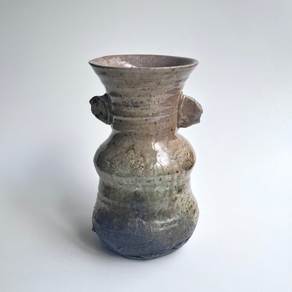 窯変灰釉耳付花入