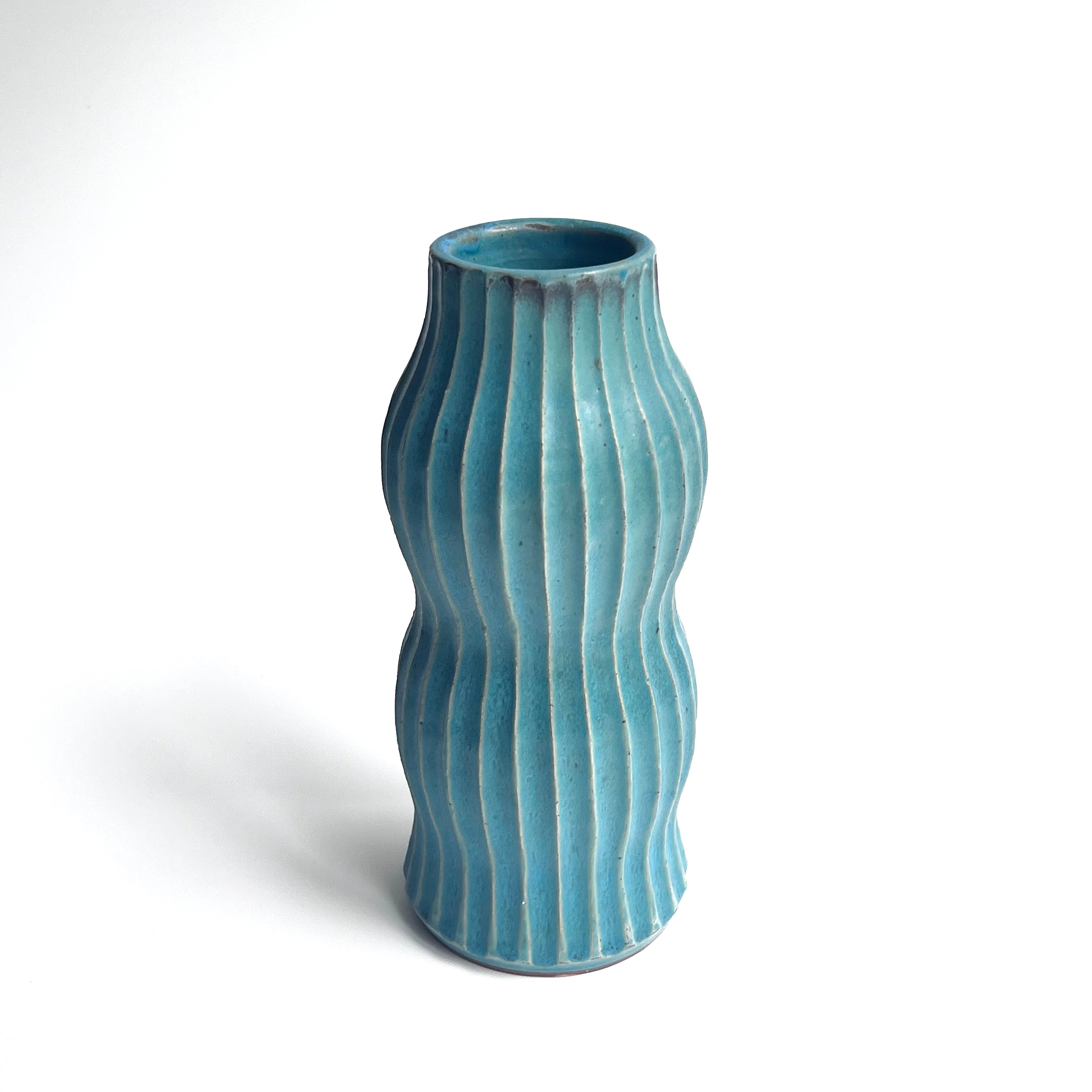 トルコ釉シノギ花器