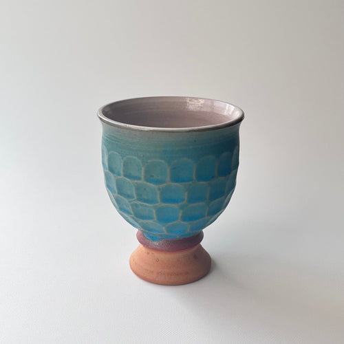 トルコ釉シノギ高杯カップ - dandeliOn