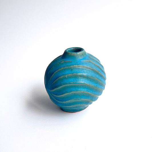 トルコ釉シノギ扁壺（小）