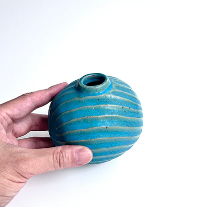 トルコ釉シノギ扁壺