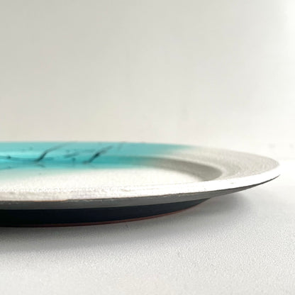 打掛けリム皿　グラデーショントルコブルー