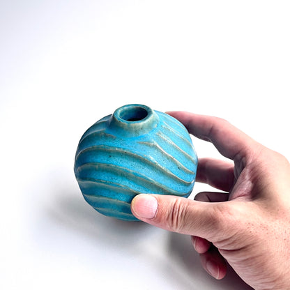 トルコ釉シノギ扁壺（小）