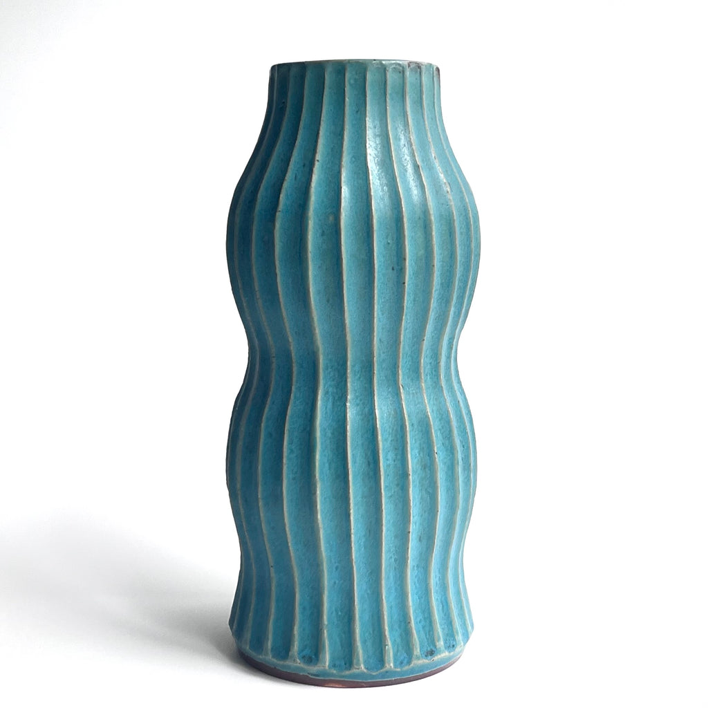トルコ釉シノギ花器
