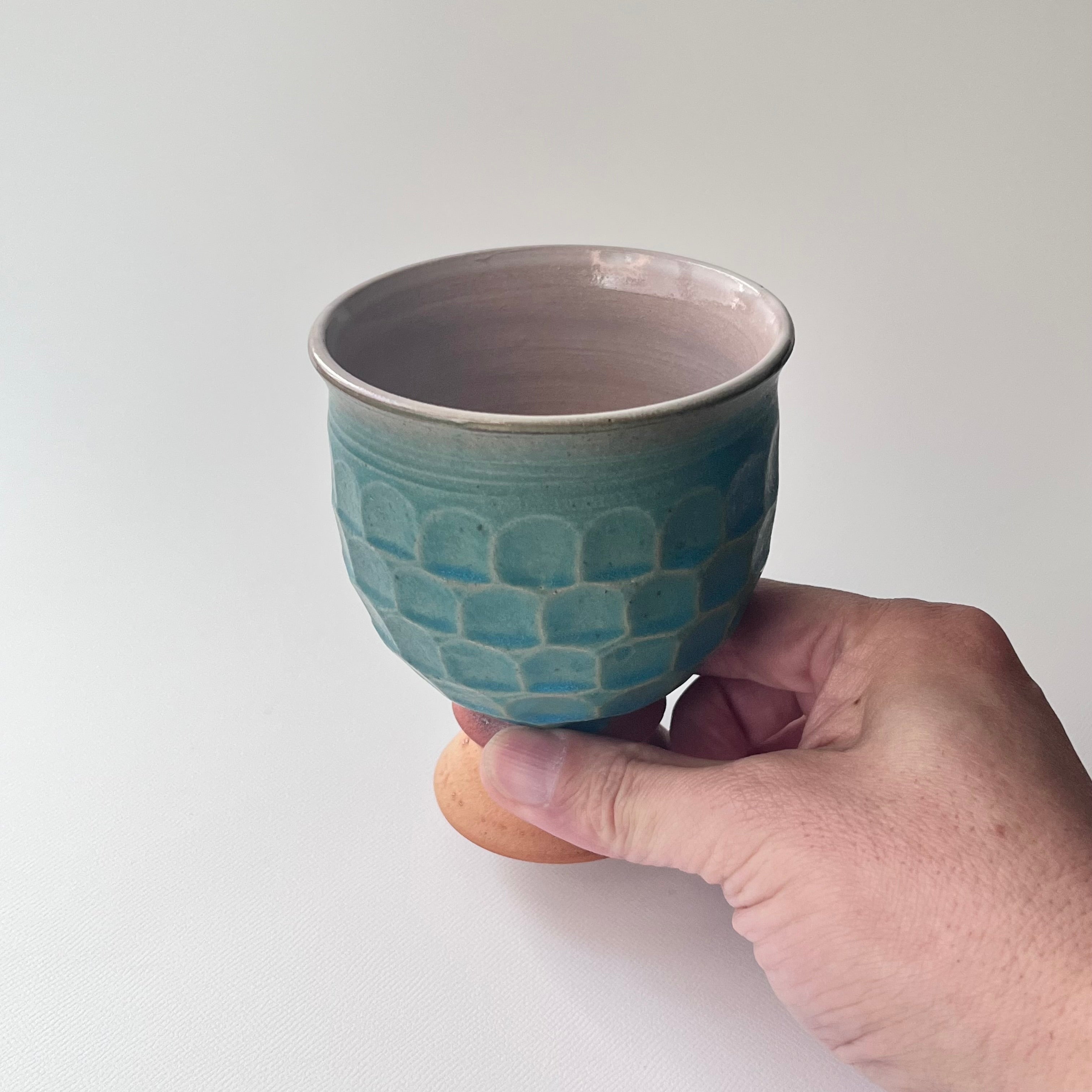 トルコ釉シノギ高杯カップ - dandeliOn