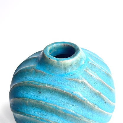 トルコ釉シノギ扁壺（小）