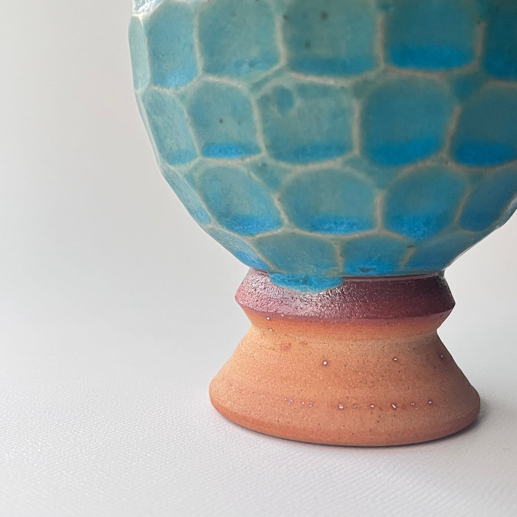 トルコ釉シノギ高杯カップ - dandeliOn