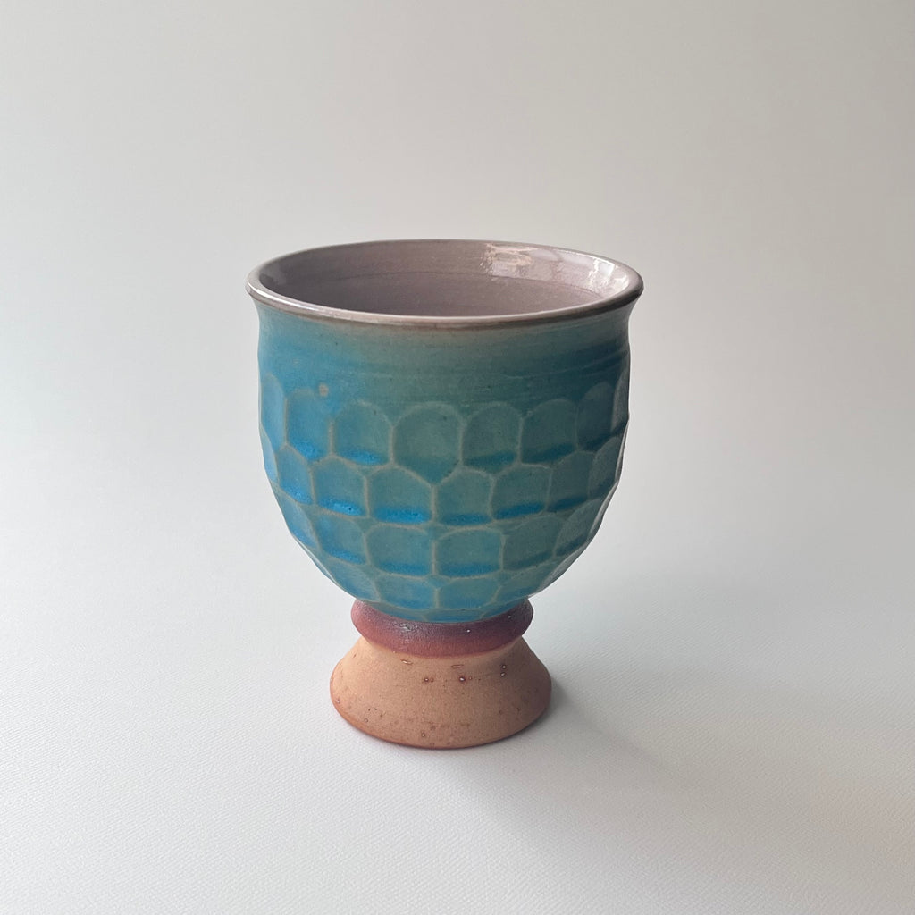 トルコ釉シノギ高杯カップ - dandeliOn