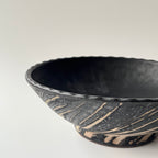 白線文様黒釉ボウル（大）