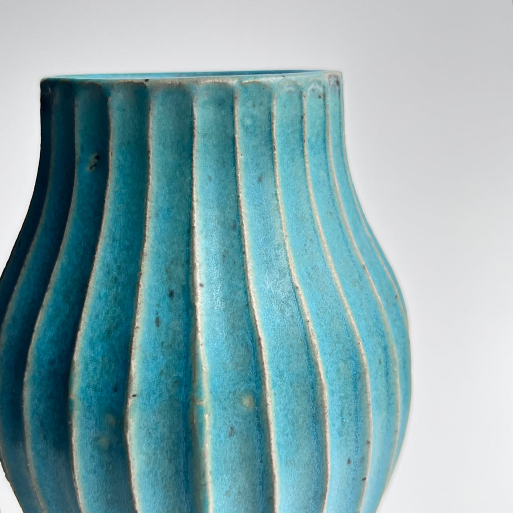 トルコ釉シノギ花器