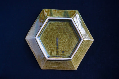 緑釉六角皿（POS）