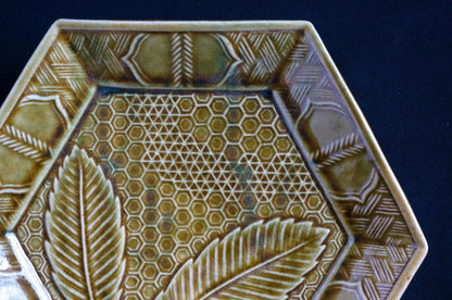 緑釉六角皿（POS）