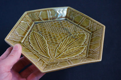 緑釉六角皿（POS）